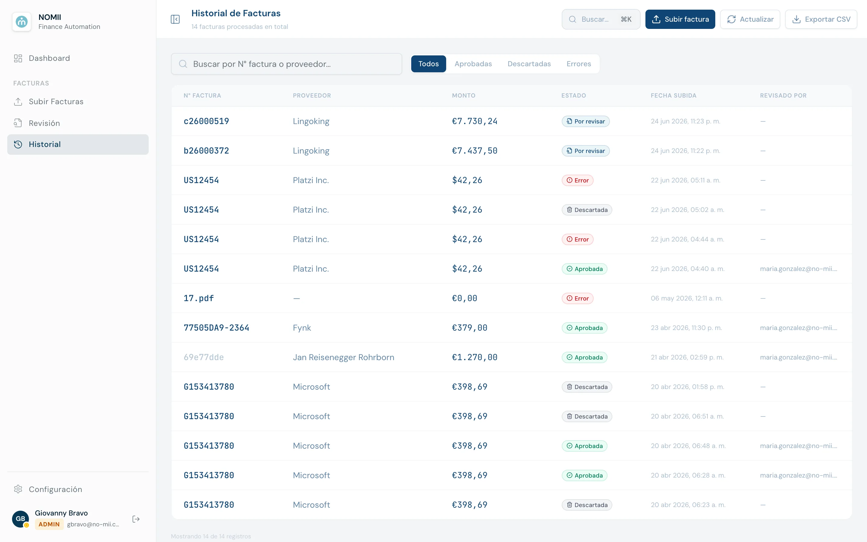 NO-MII Finance Automation